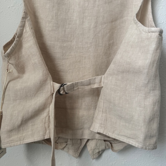 NWT Size XL Tan vneck Sleeveless Button Down Pockets Linen Vest - Mate the Label - Picture 13 of 15